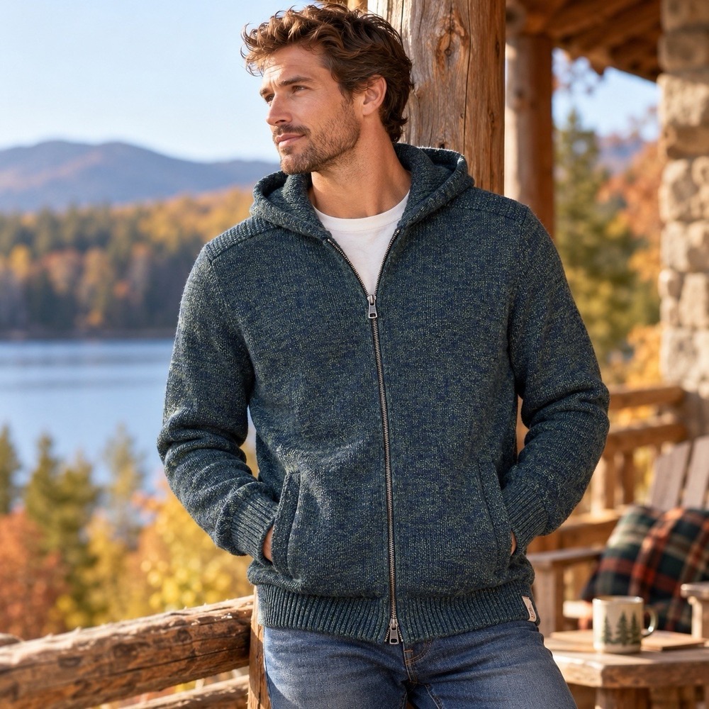 Banana Republic Heritage Hoodie Men's M Bright Moss Full Zip Cotton Sweater